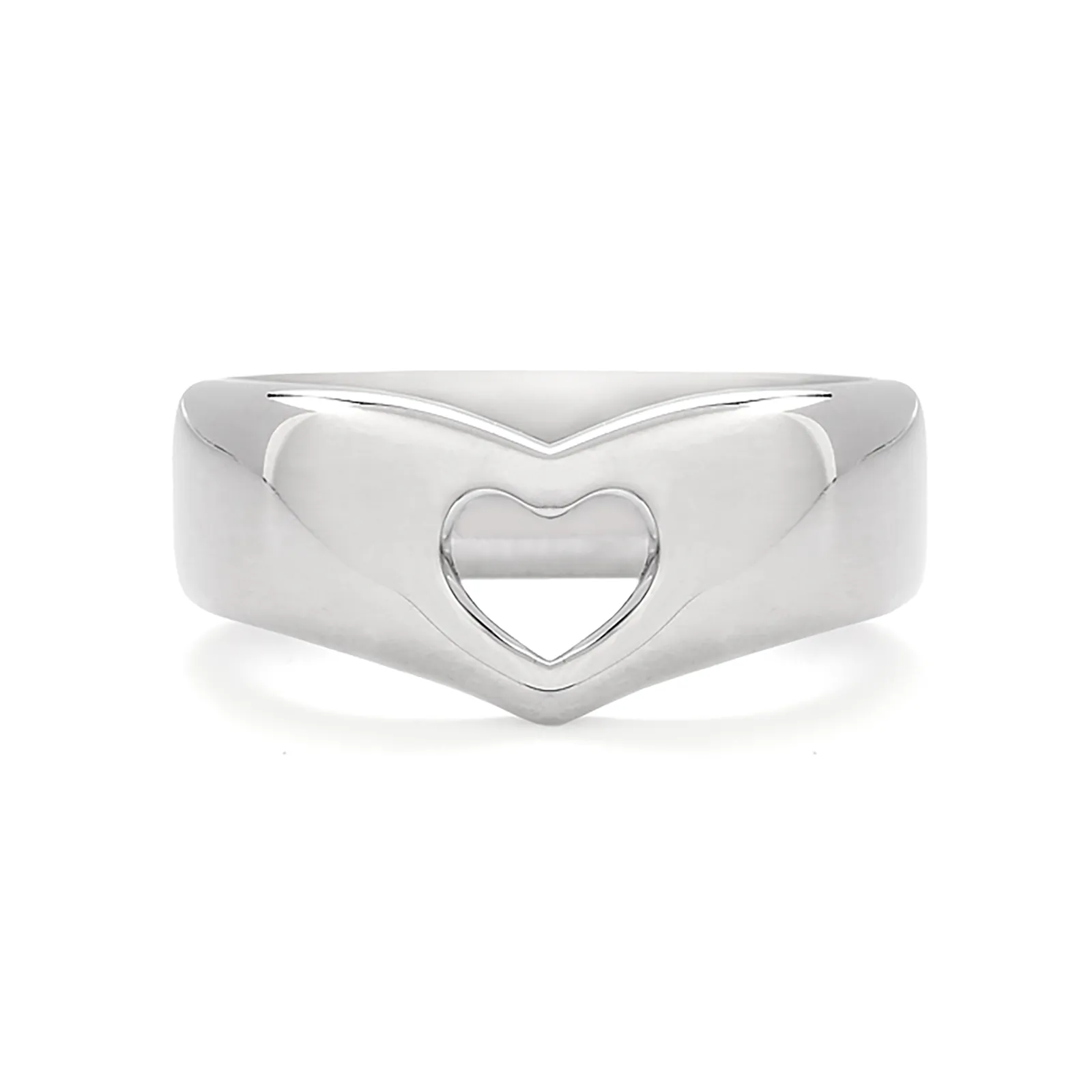 Heart Band Open in White Gold