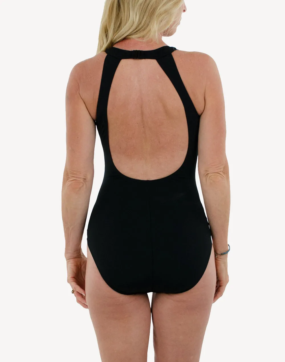 High Neck Colourblock Poly Tank One Piece