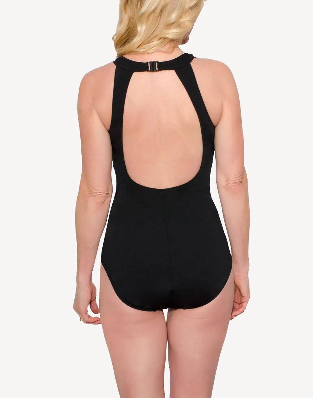 High Neck Colourblock Poly Tank One Piece