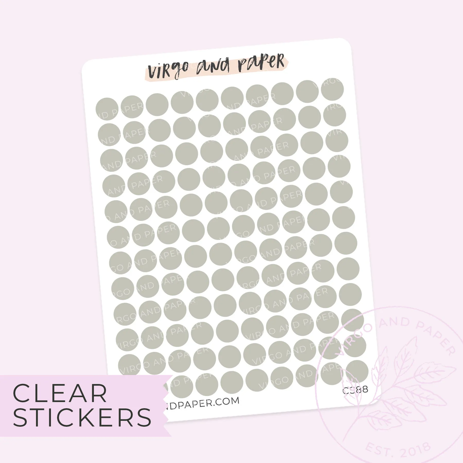 Highlighter Colors Clear Dot Stickers - Gray