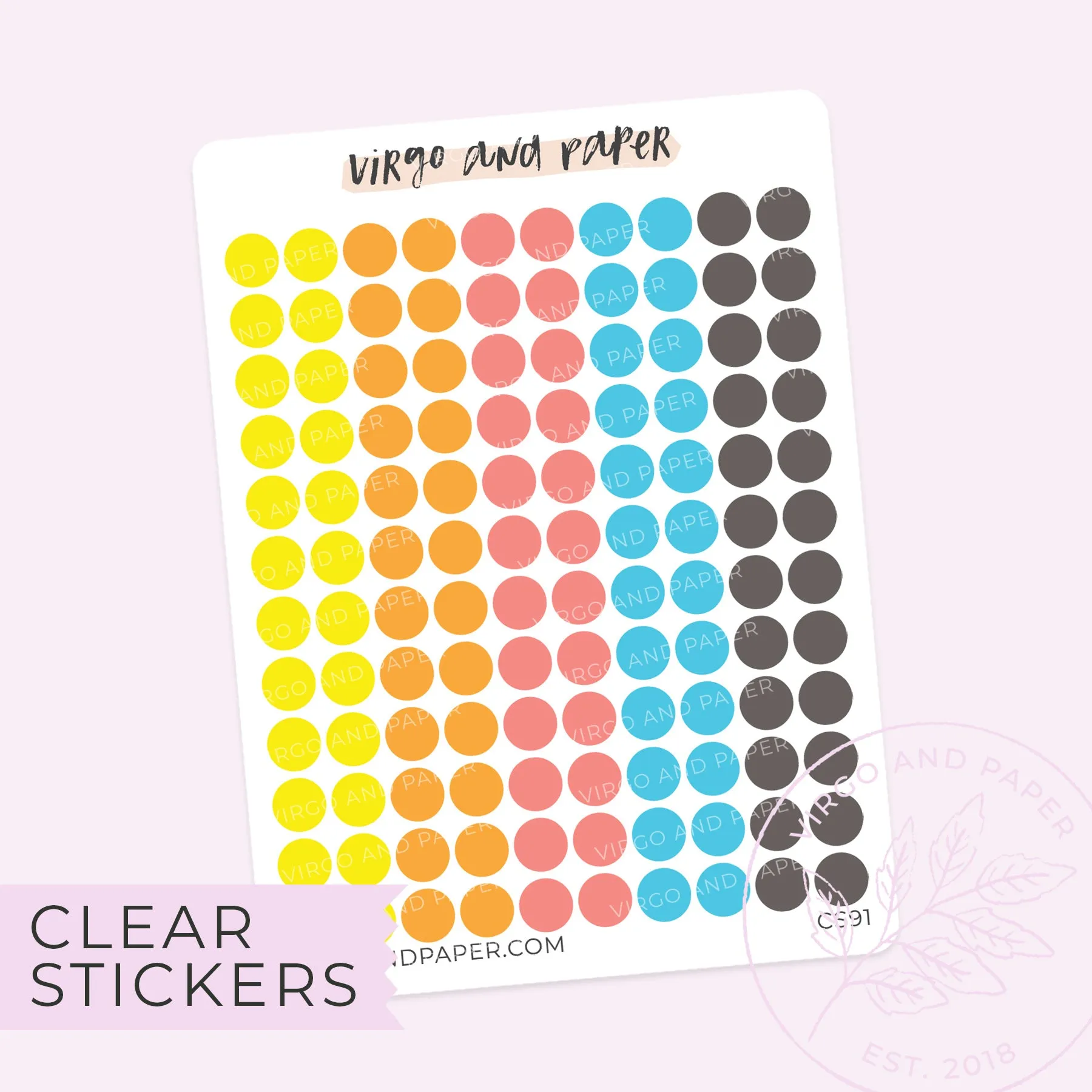 Highlighter Colors Clear Dot Stickers - Peach Colorway