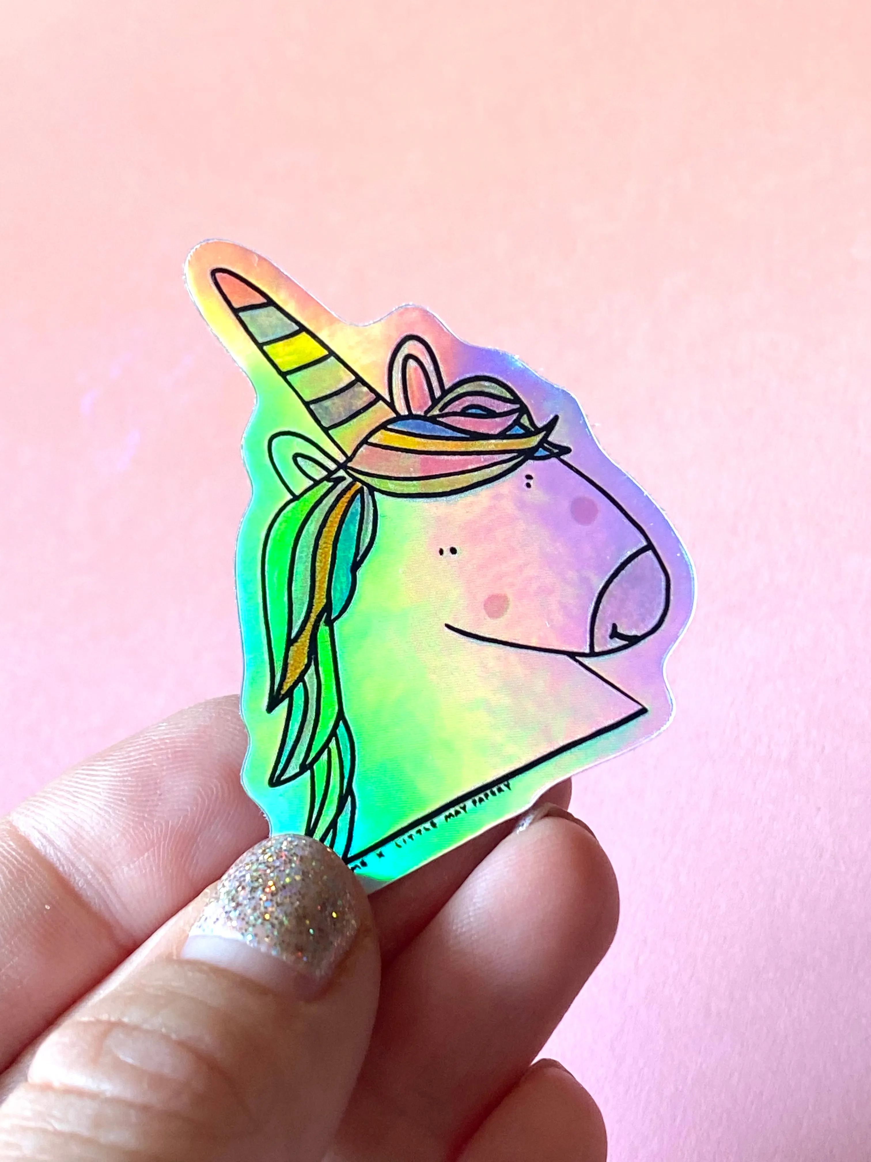Holographic Unicorn Vinyl Sticker (Ami   Emme Collab)