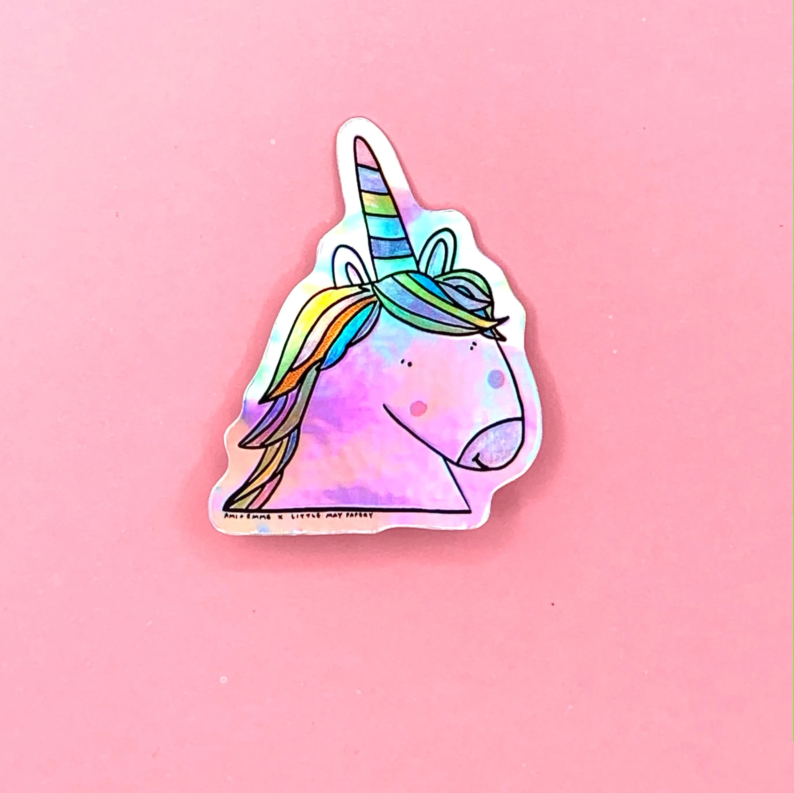 Holographic Unicorn Vinyl Sticker (Ami   Emme Collab)