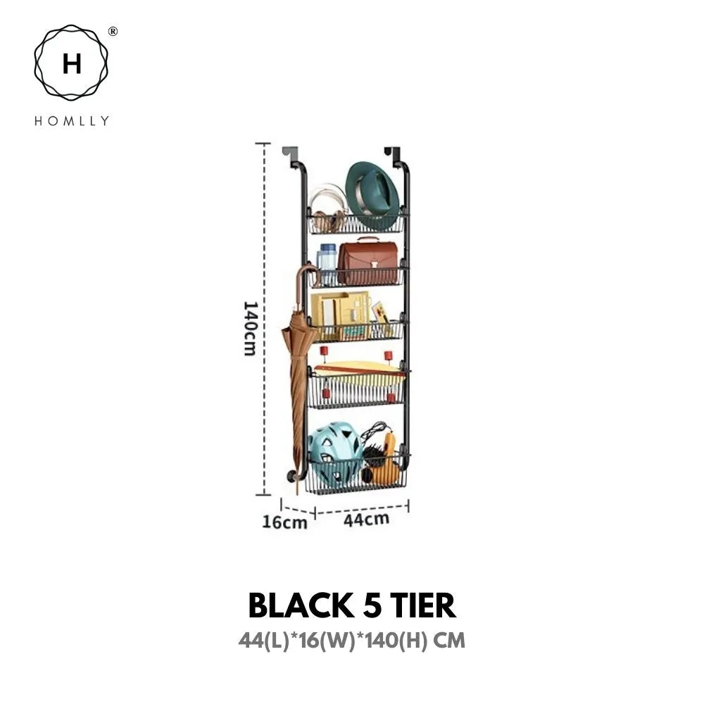 Homlly Over the Door 4/5/6 Tier Pantry Kitchen Bathroom Organizer and Storage Rack with Full Basket