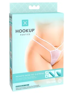 Hookup Panties Remote Bow-Tie G-String - White - XL - Xxl