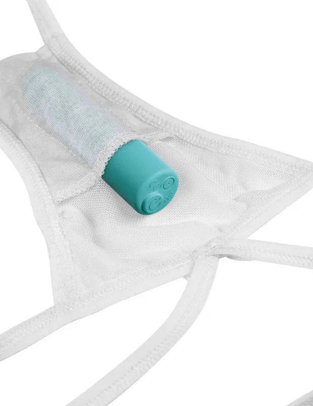 Hookup Panties Remote Bow-Tie G-String - White - XL - Xxl
