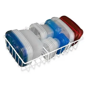 Hoovy White Adjustable Food Storage Organizer [14" W x 4" D x 18" H] | Kitchen Cabinet & Counter Organizer | BPA-Free, Food-Safe Materials | Rust Resistant Organizing Rack For Containers & Lids