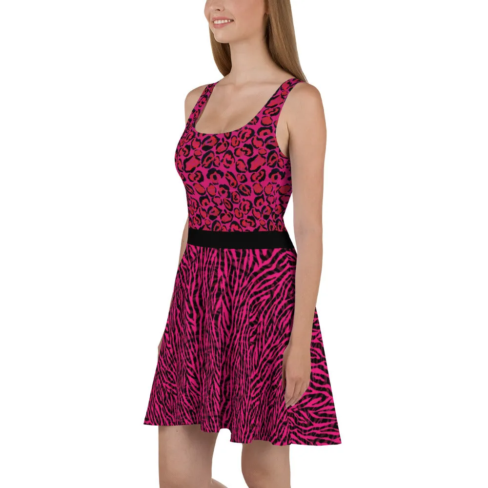 Hot Pink Animal Print - Skater Dress