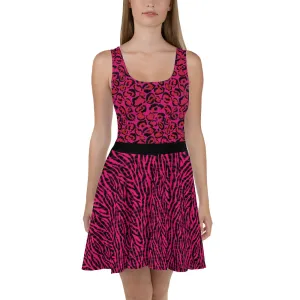 Hot Pink Animal Print - Skater Dress