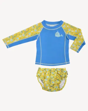 Infant Boys Whale UPF 50 Swim Shirt Diaper Set