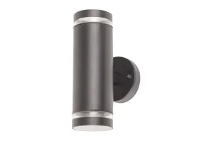 Integral ILDED060 Outdoor Stainless Steel Up And Down GU10 IP65 Wall Light Anthracite Grey