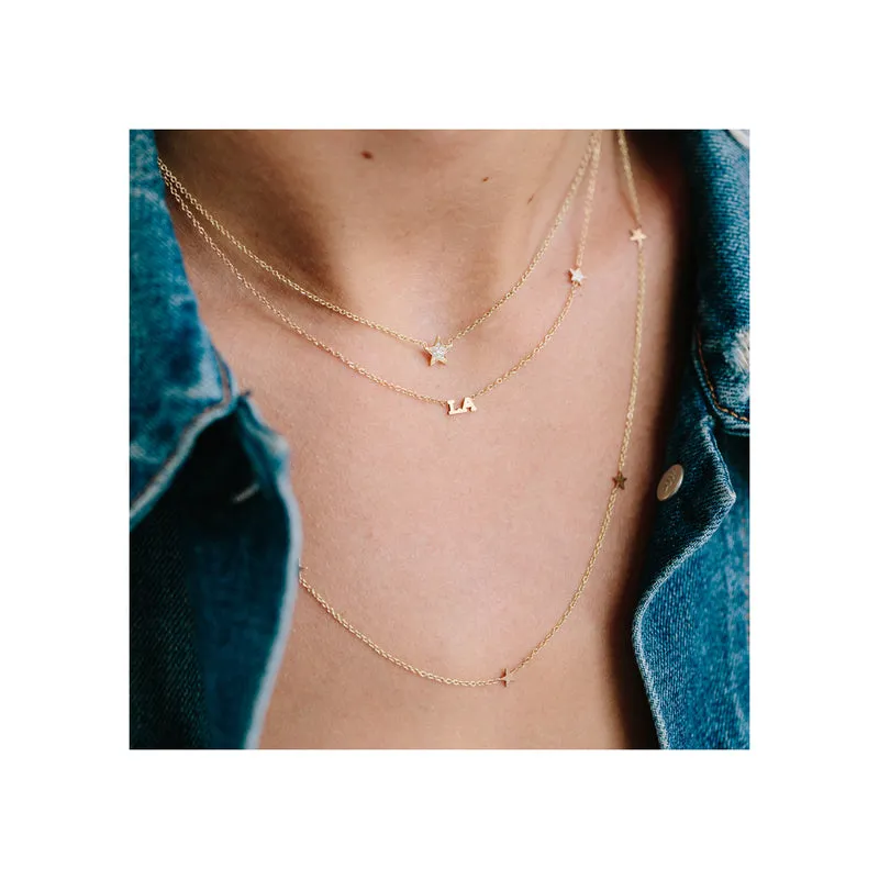 Itty Bitty Diamond Star Necklace in Yellow Gold