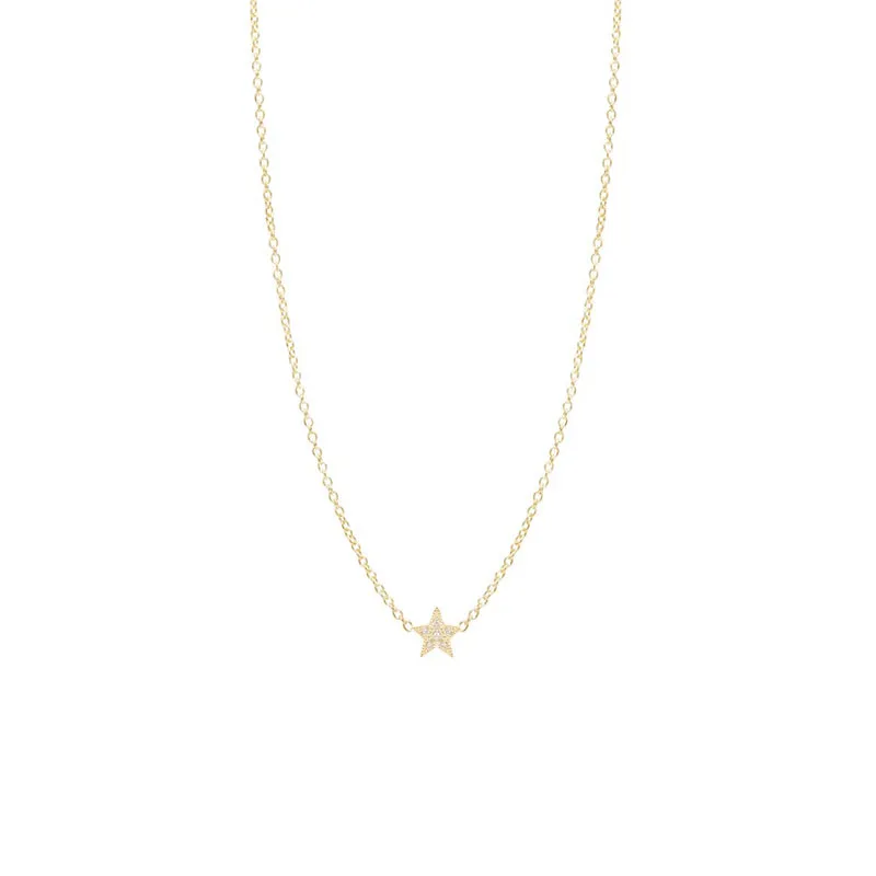 Itty Bitty Diamond Star Necklace in Yellow Gold