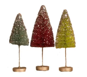 Jewel Color Tabletop Bottle Brush Trees Set of 3