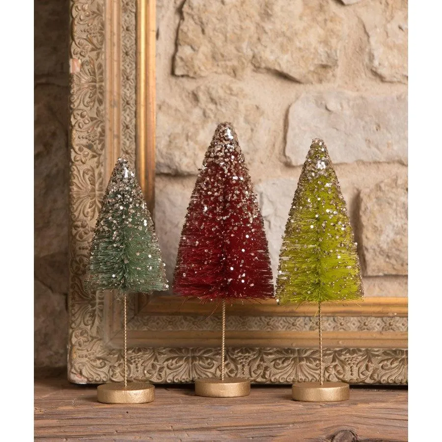 Jewel Color Tabletop Bottle Brush Trees Set of 3