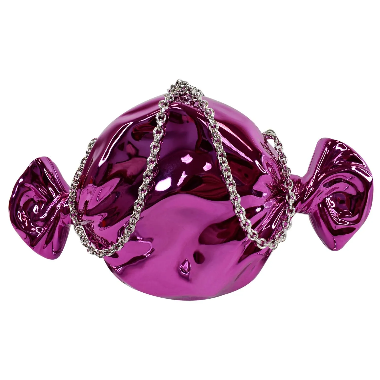 JUDITH LEIBER Couture Raspberry Candy Crystal Crossbody Clutch Bag Fuchsia