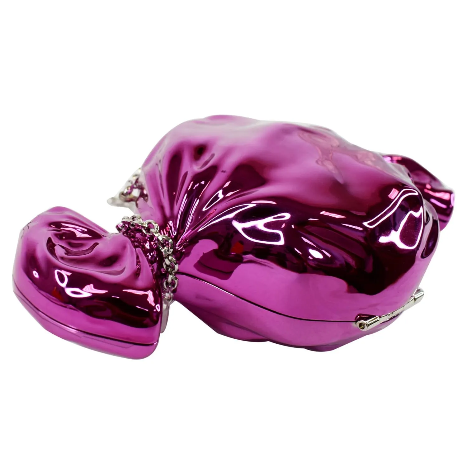 JUDITH LEIBER Couture Raspberry Candy Crystal Crossbody Clutch Bag Fuchsia