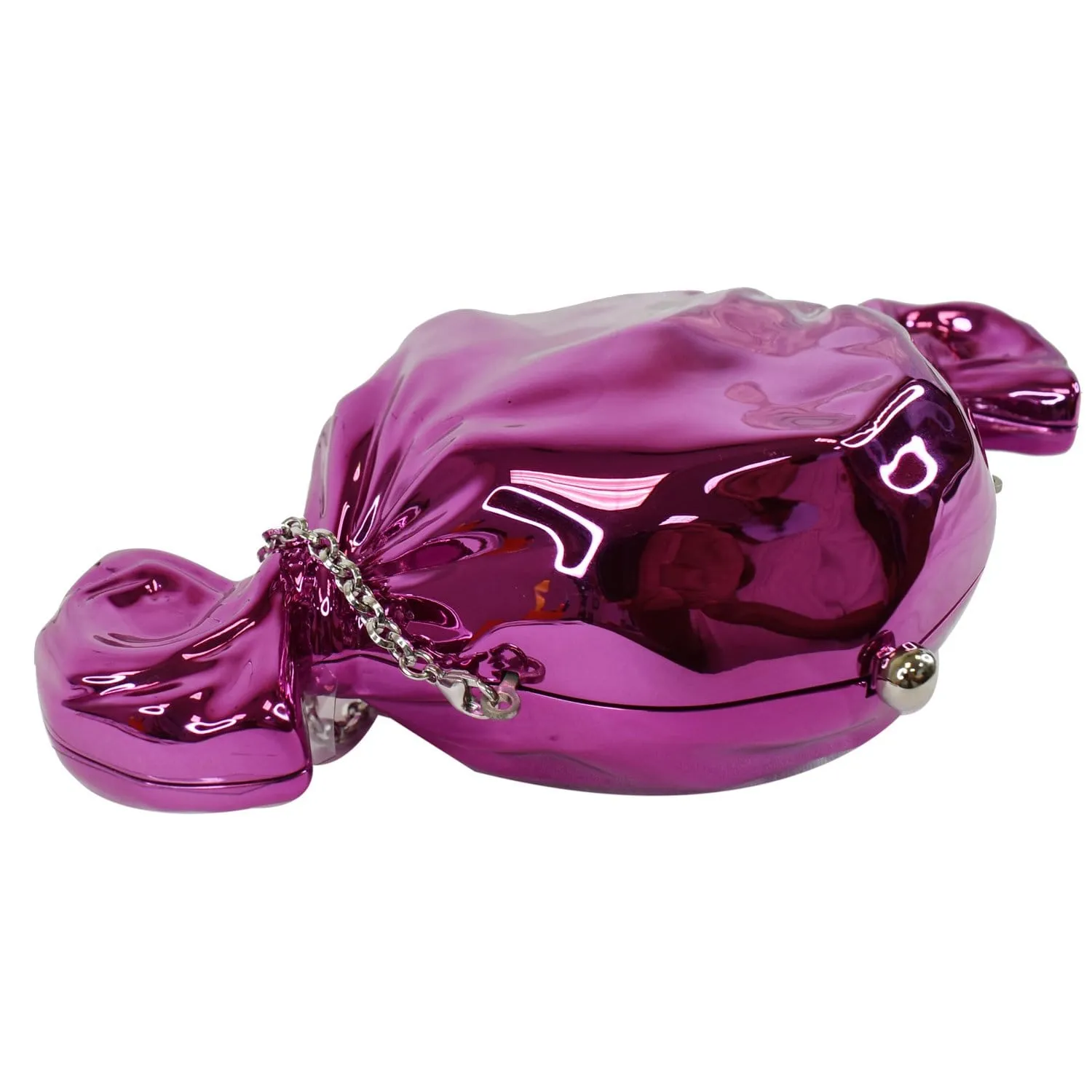 JUDITH LEIBER Couture Raspberry Candy Crystal Crossbody Clutch Bag Fuchsia
