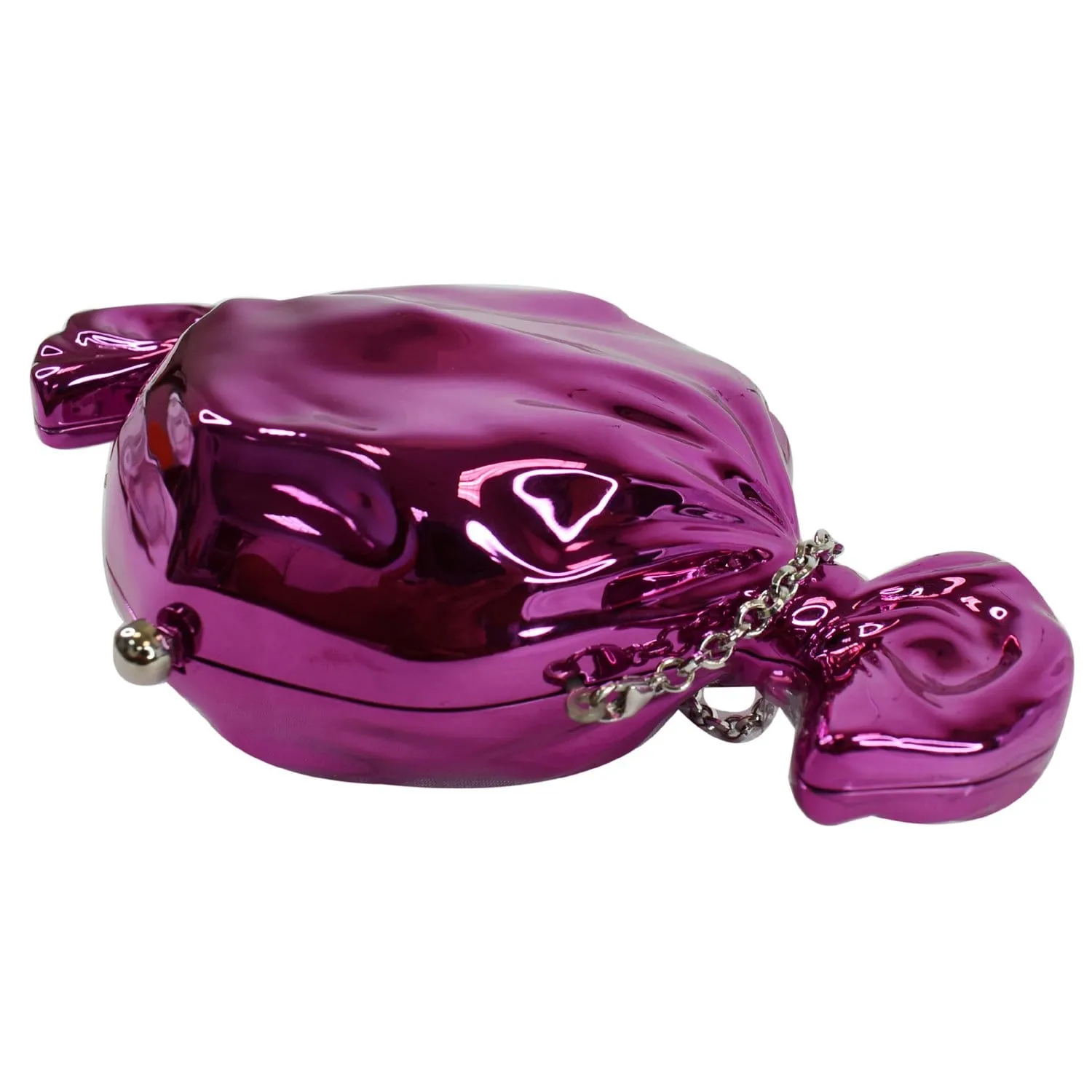 JUDITH LEIBER Couture Raspberry Candy Crystal Crossbody Clutch Bag Fuchsia