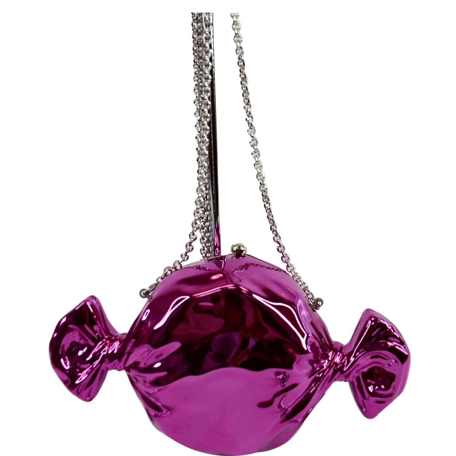JUDITH LEIBER Couture Raspberry Candy Crystal Crossbody Clutch Bag Fuchsia