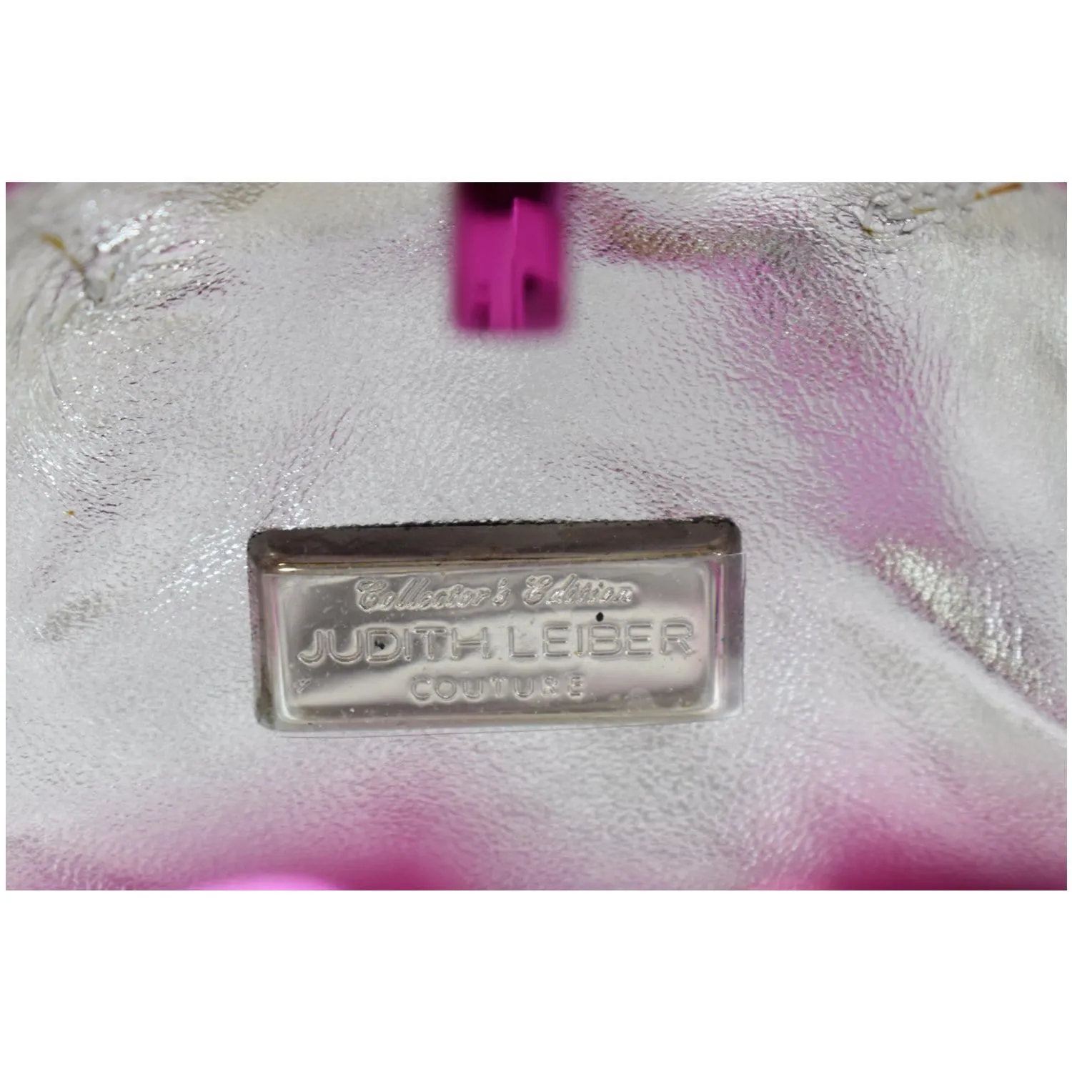 JUDITH LEIBER Couture Raspberry Candy Crystal Crossbody Clutch Bag Fuchsia