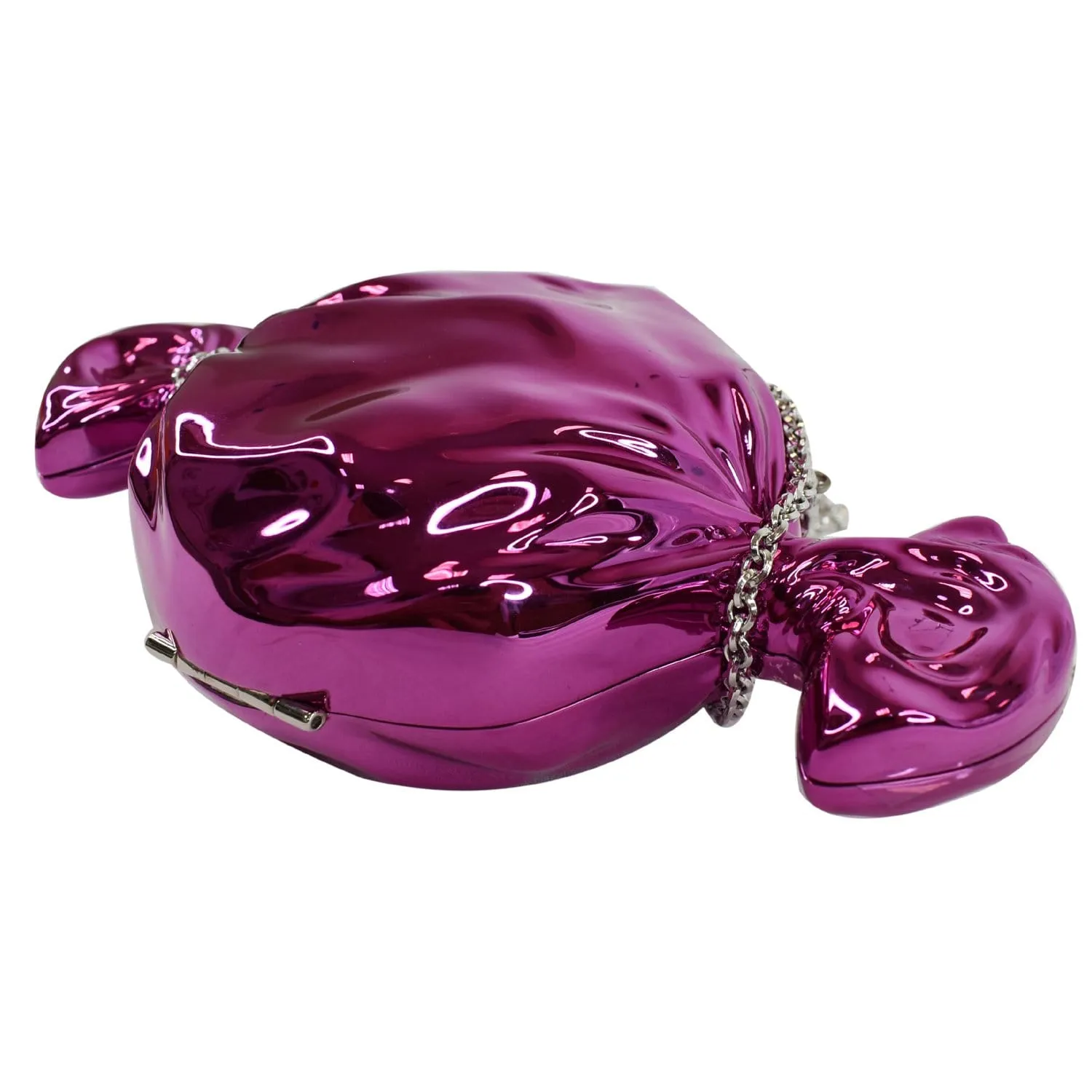 JUDITH LEIBER Couture Raspberry Candy Crystal Crossbody Clutch Bag Fuchsia