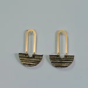 Just U Gold drop leather earrings