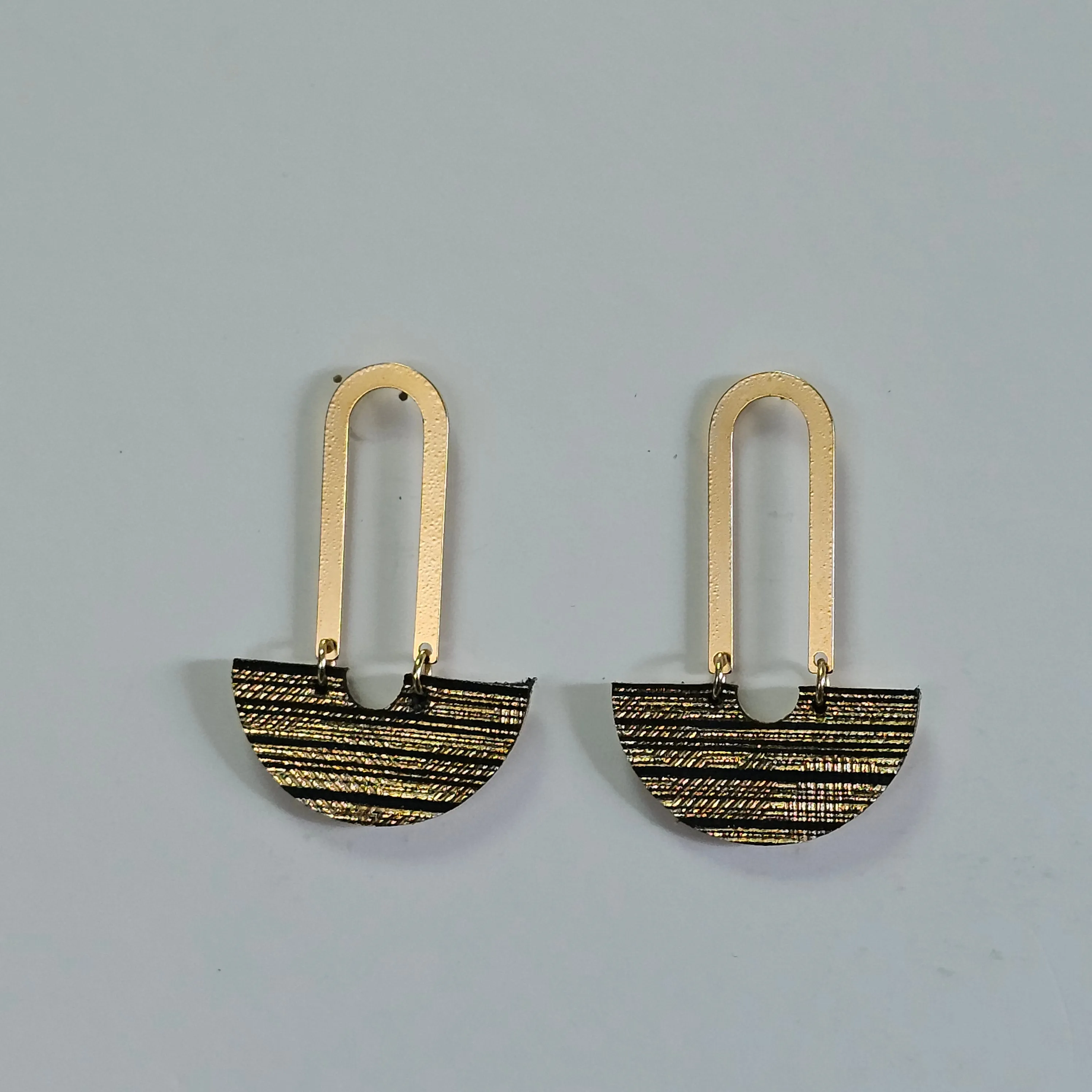 Just U Gold drop leather earrings