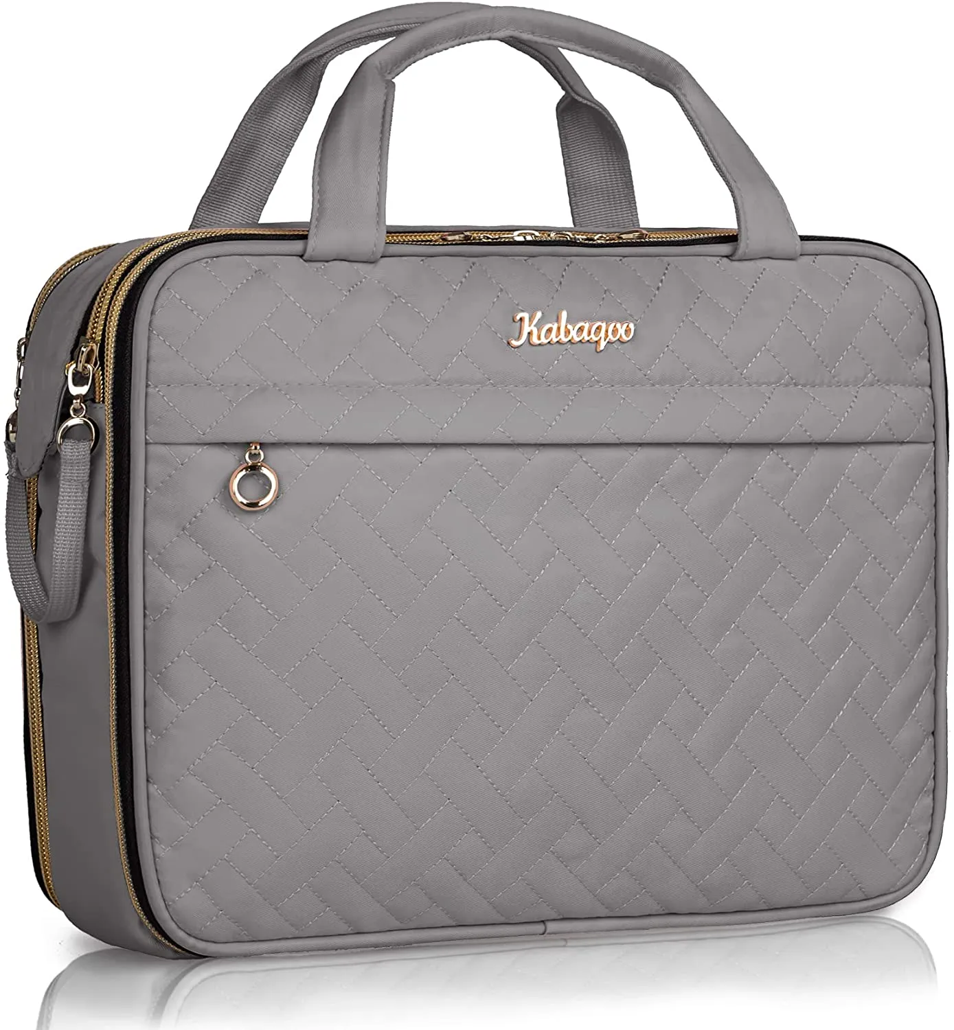 KABAQOO Travel Toiletry Bag, Portable Makeup Cosmetic Bag, Water-resistant Makeup Organizer for Full Sized Toiletries, Makeup Brushes, Travel Accessories, Green