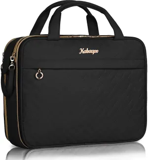 KABAQOO Travel Toiletry Bag, Portable Makeup Cosmetic Bag, Water-resistant Makeup Organizer for Full Sized Toiletries, Makeup Brushes, Travel Accessories, Green