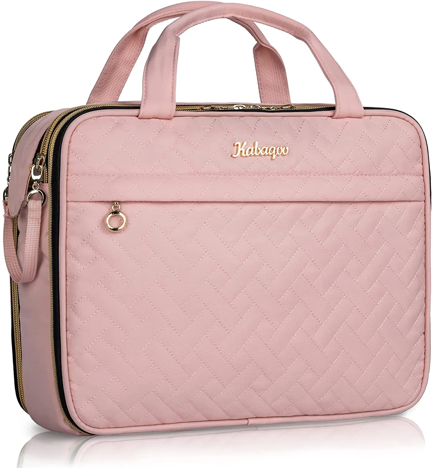KABAQOO Travel Toiletry Bag, Portable Makeup Cosmetic Bag, Water-resistant Makeup Organizer for Full Sized Toiletries, Makeup Brushes, Travel Accessories, Green