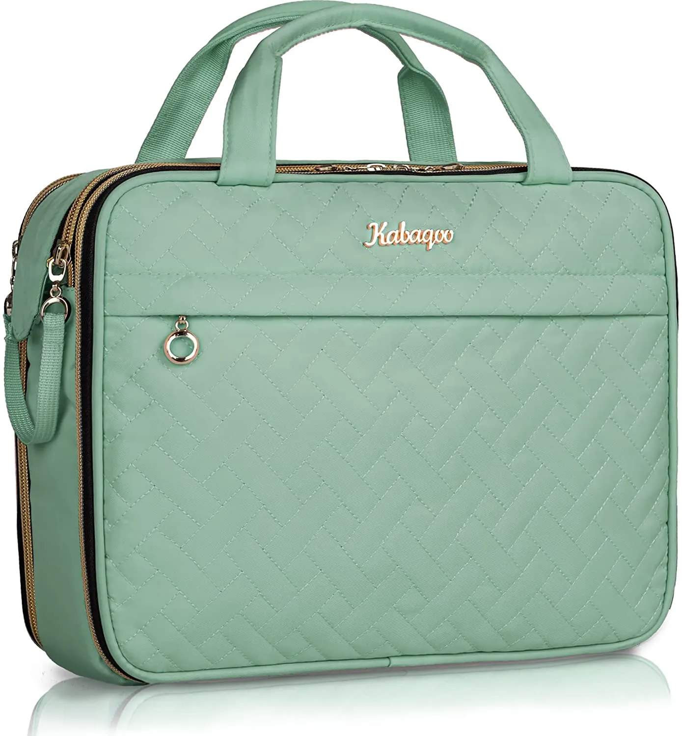 KABAQOO Travel Toiletry Bag, Portable Makeup Cosmetic Bag, Water-resistant Makeup Organizer for Full Sized Toiletries, Makeup Brushes, Travel Accessories, Green