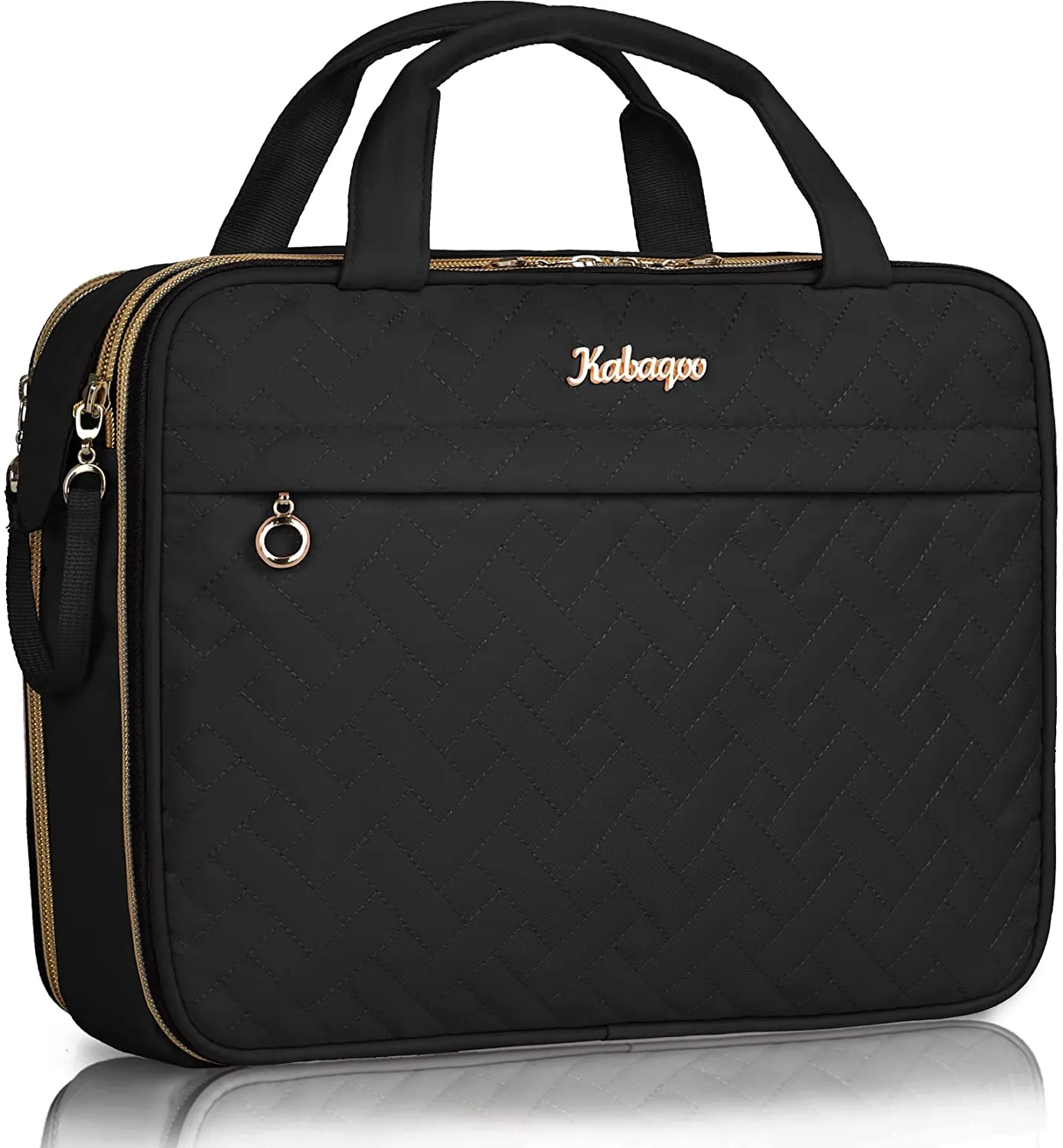 KABAQOO Travel Toiletry Bag, Portable Makeup Cosmetic Bag, Water-resistant Makeup Organizer for Full Sized Toiletries, Makeup Brushes, Travel Accessories, Green
