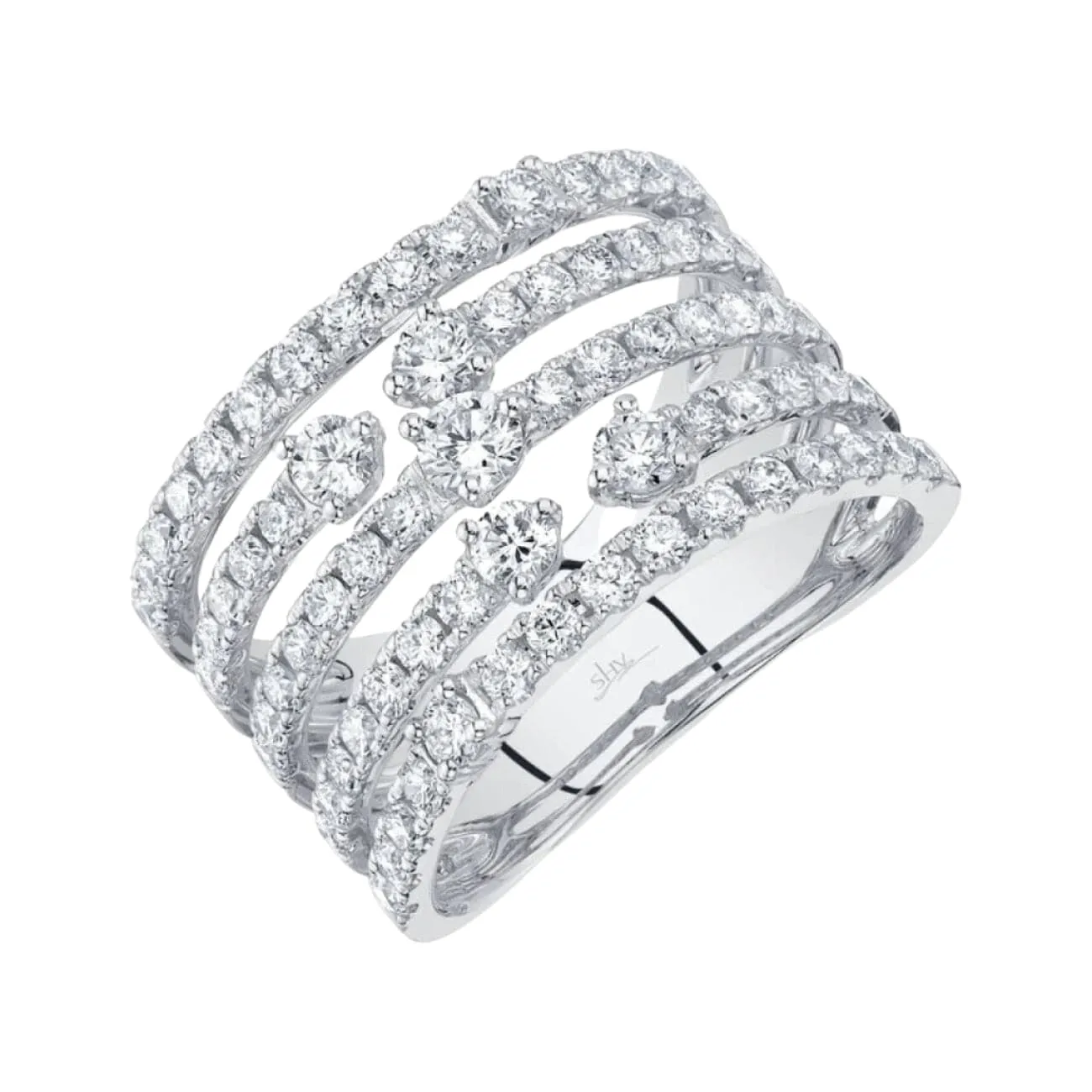 Kate 14K White Gold 1.70 ct 5 Row Diamond Ring