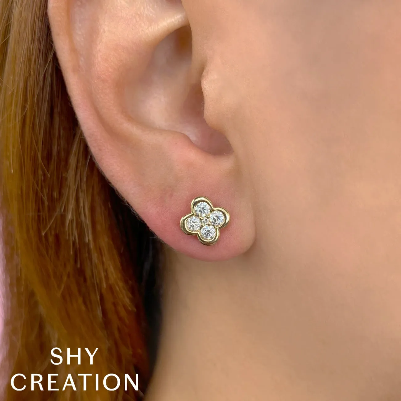 Kate 14K Yellow Gold 0.66 ct Clover Diamond Stud Earrings