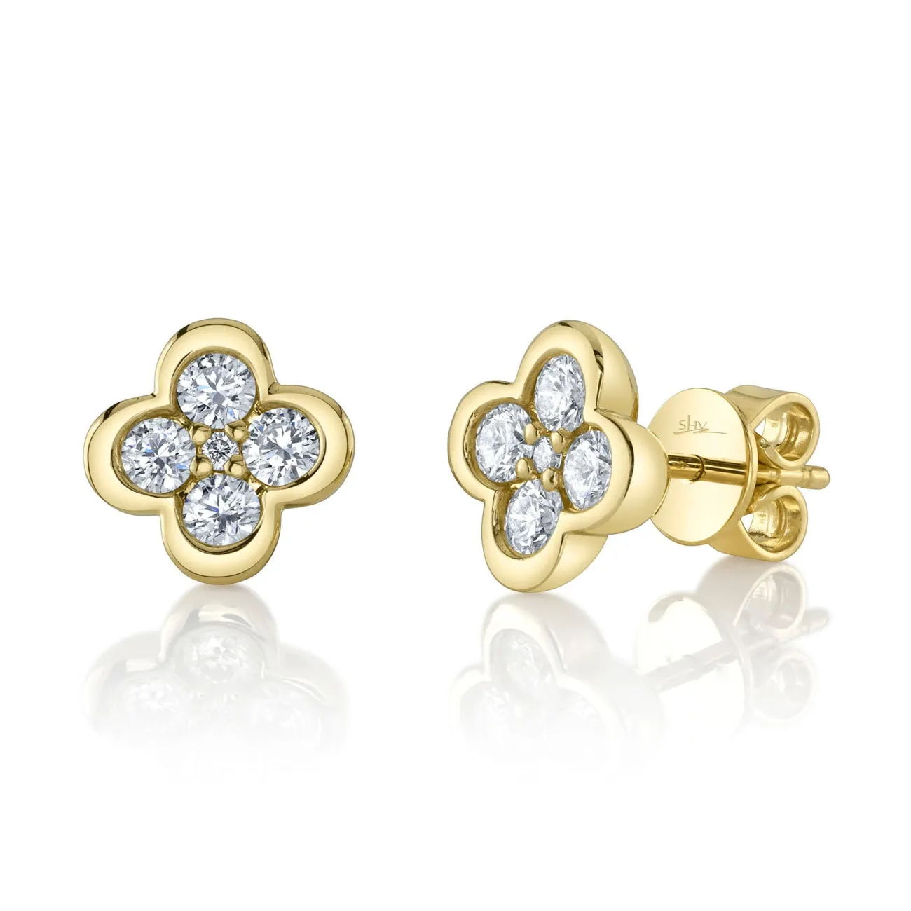 Kate 14K Yellow Gold 0.66 ct Clover Diamond Stud Earrings