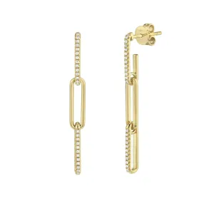 Kate 14K Yellow Gold & Diamond Paper Clip Link Earrings