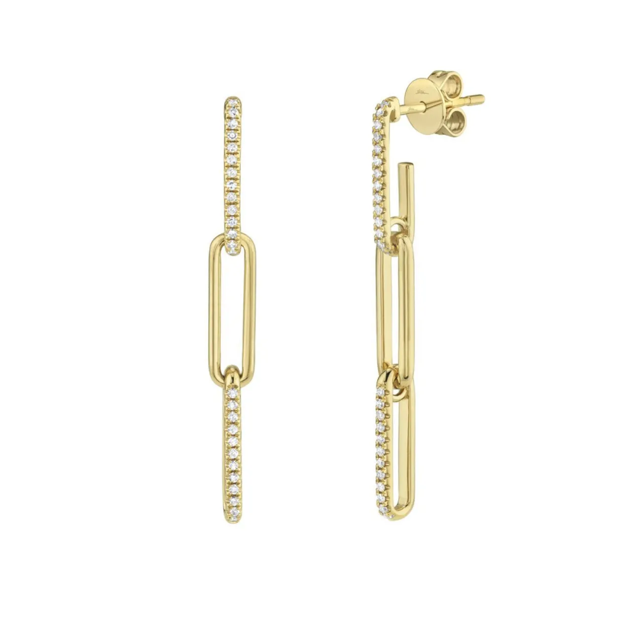 Kate 14K Yellow Gold & Diamond Paper Clip Link Earrings