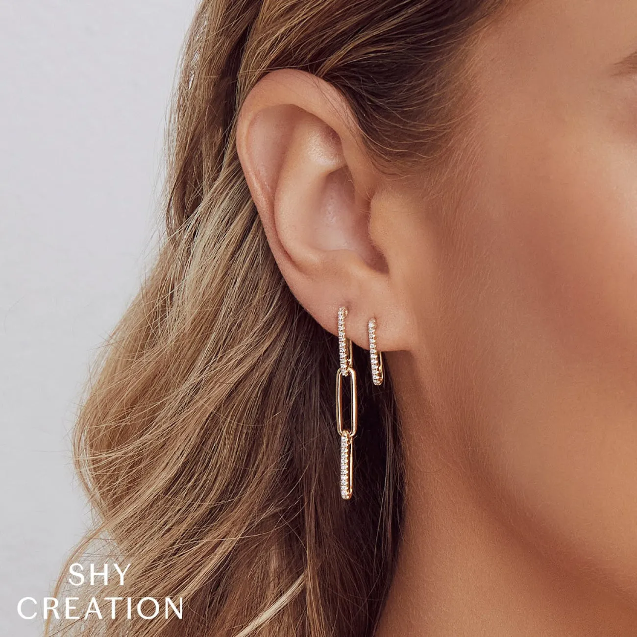 Kate 14K Yellow Gold & Diamond Paper Clip Link Earrings