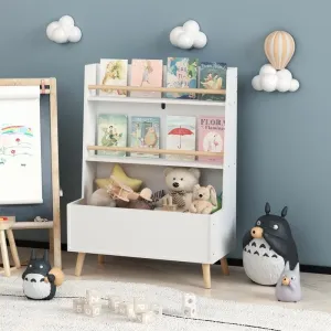 Kids Bookshelf Book Organizer Toy Storage Cabinet White Modern
