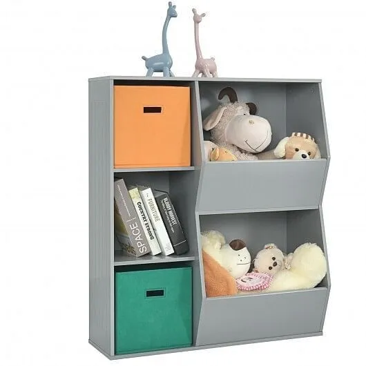Kids Toy Storage Cabinet Shelf Organizer -Gray - Color: Gray