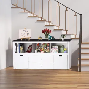 Kids Toy Storage Organizer Cabinet with Bookshelf White