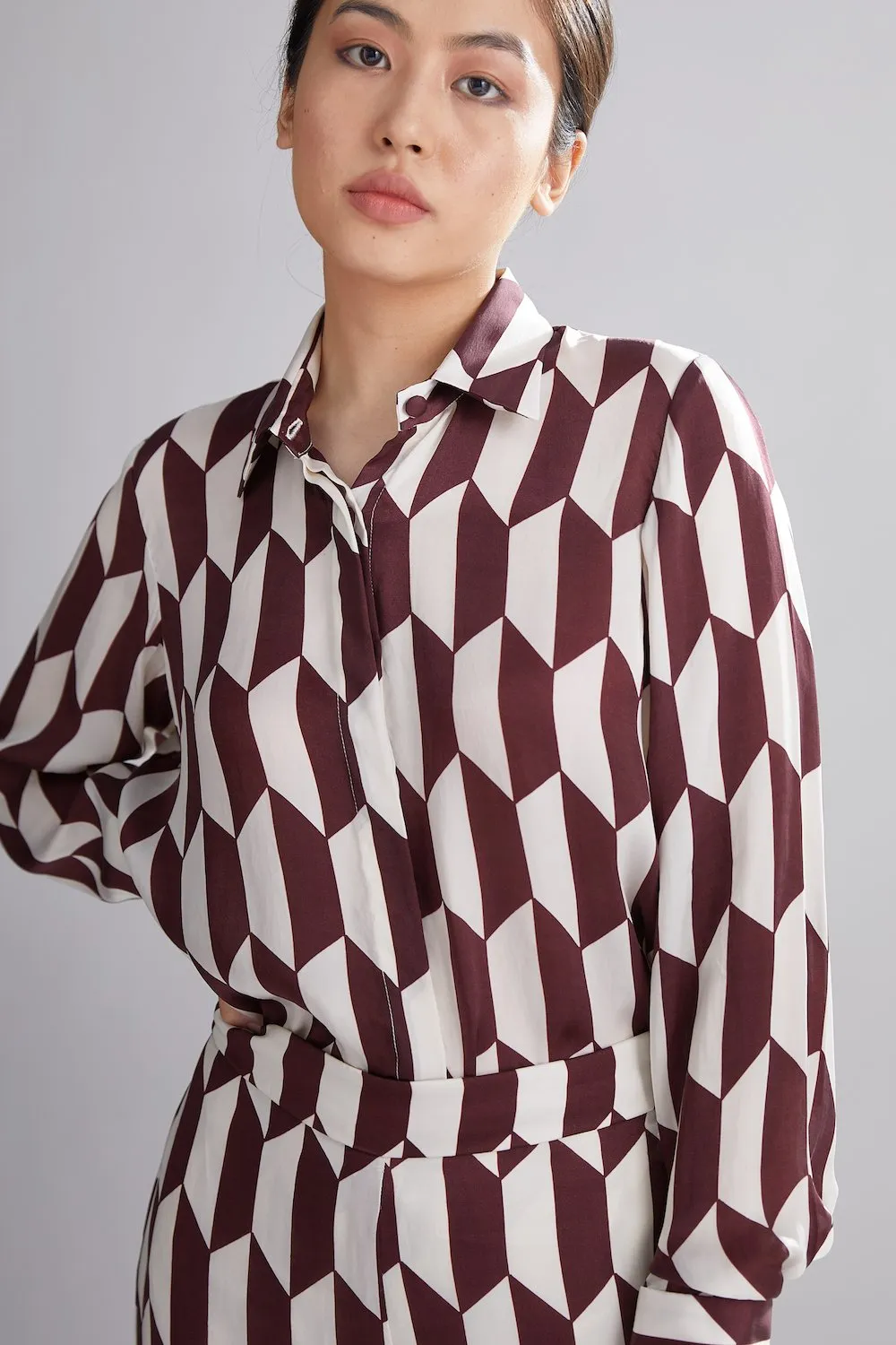 Koai   I   Geometric Brown And Cream Shirt