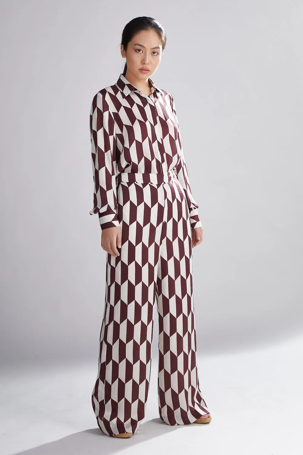 Koai   I   Geometric Brown And Cream Shirt