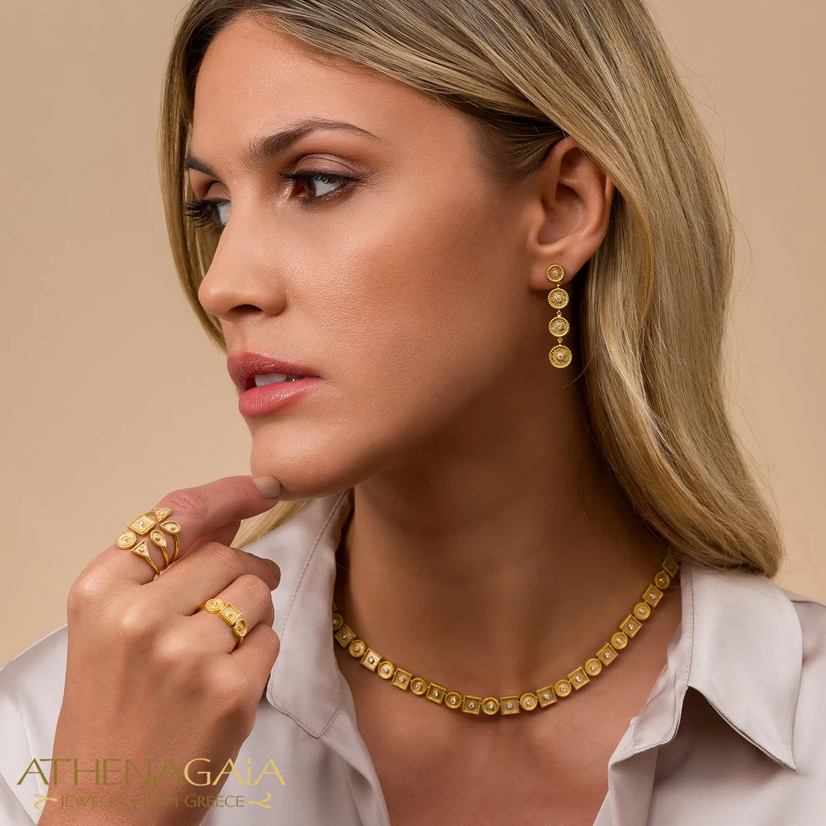 Kyklos Kai Tetragono Geometric Necklace