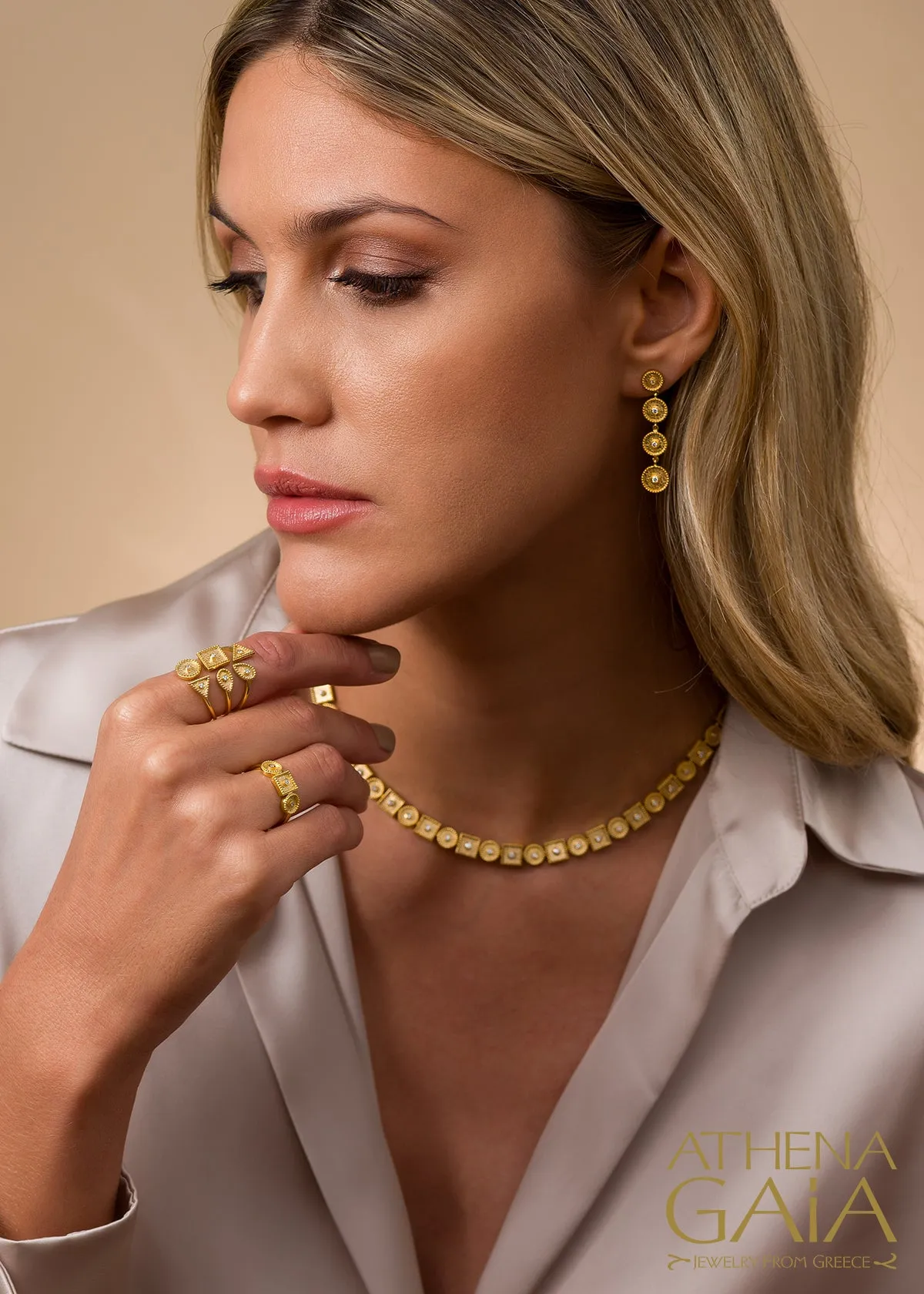 Kyklos Kai Tetragono Geometric Necklace