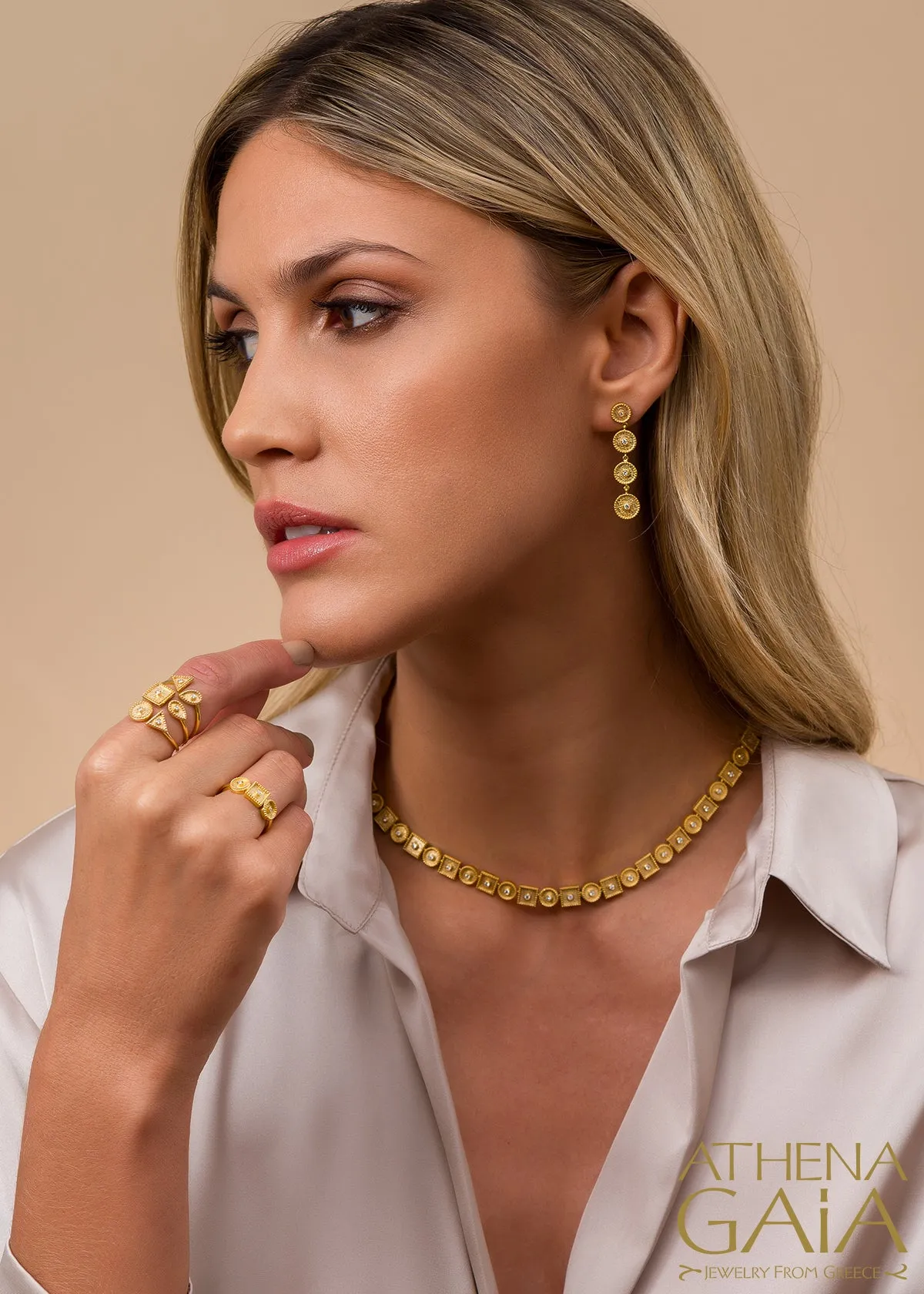 Kyklos Kai Tetragono Geometric Necklace
