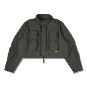 LAKH Twenty Pockets Half Jacket Army Green