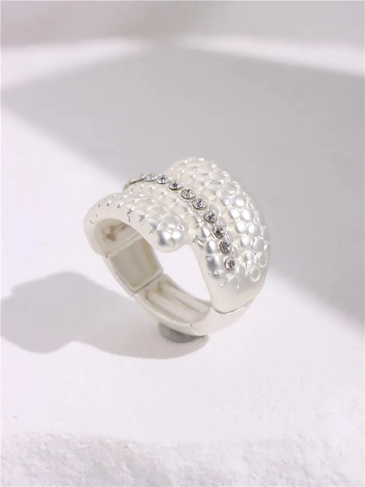 Large Silver and Gold Geometric Ring