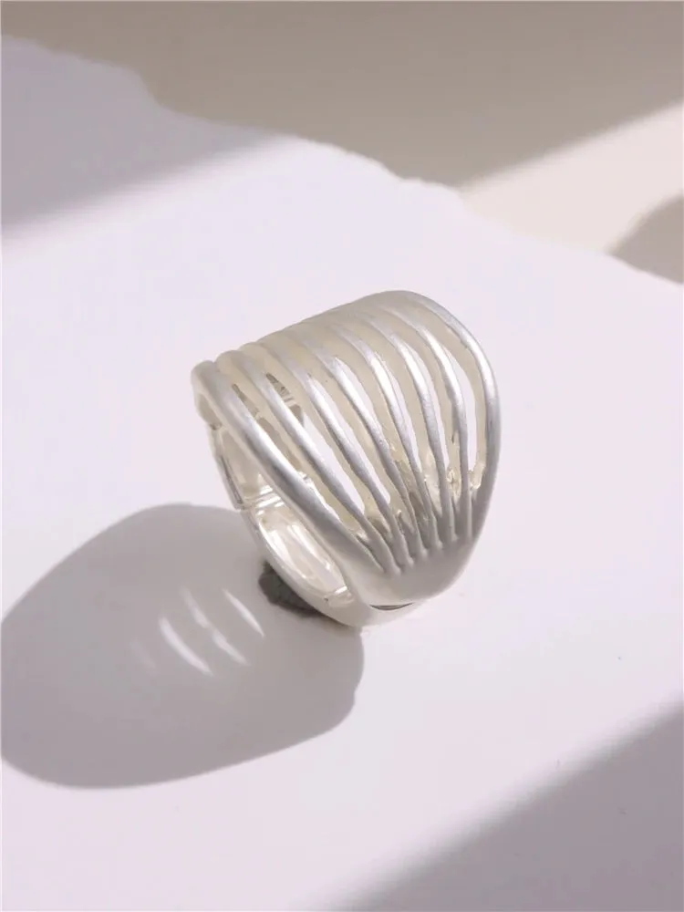 Large Silver and Gold Geometric Ring